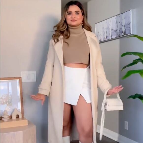 Zara Brown Knit Turtleneck Boxy Cropped Sweater Size Large - Picture 3 of 12